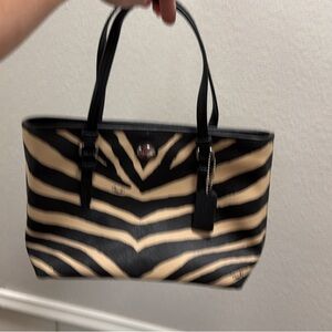 Coach Black and Cream Zebra Stripe Tote
